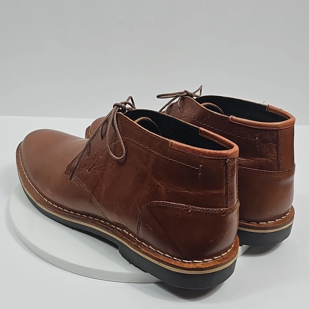 NIB Steve Madden Mens Harken Brown Leather Chukka Boots Size 11.5 Lace Up